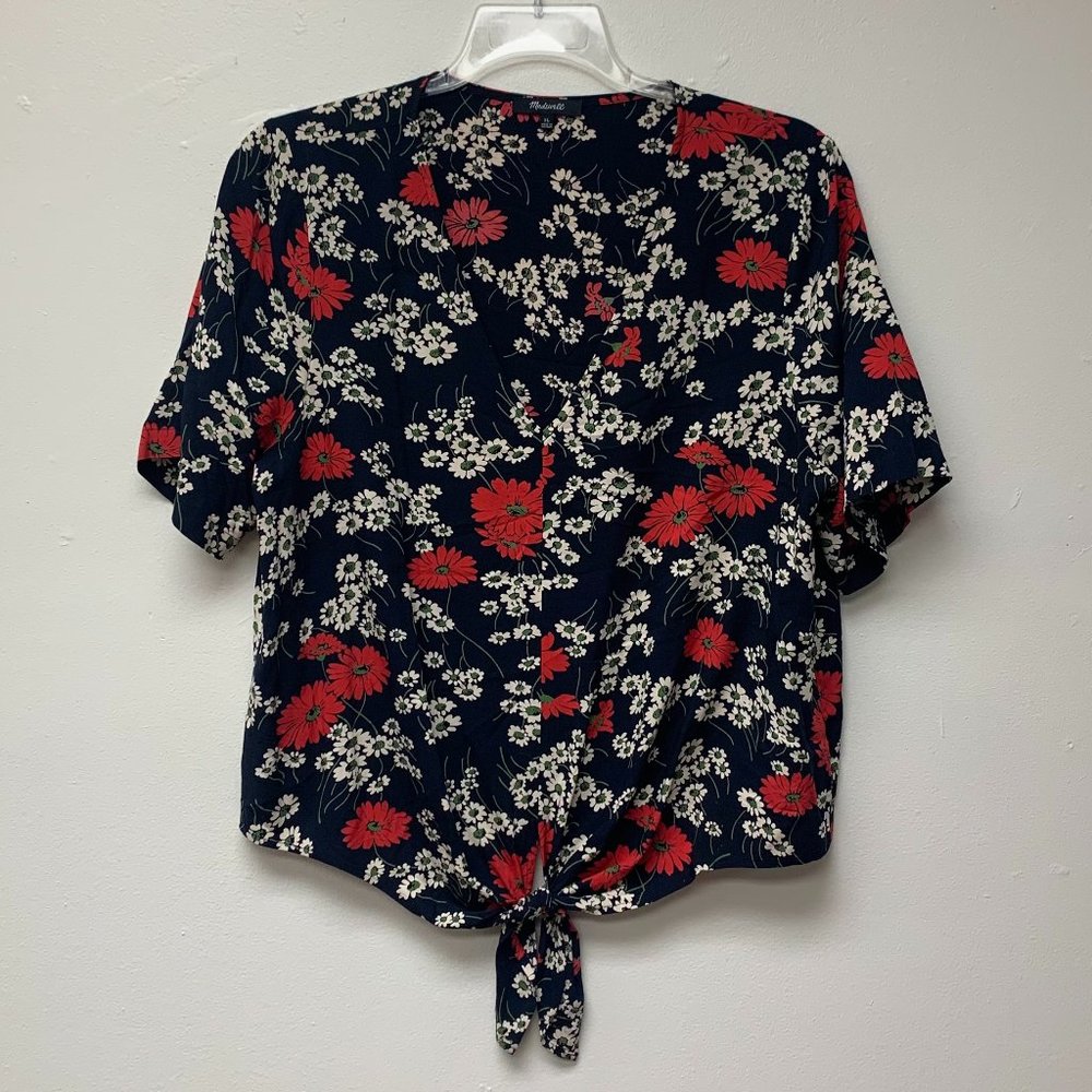 Madewell Novel Cropped Tie Front Blouse